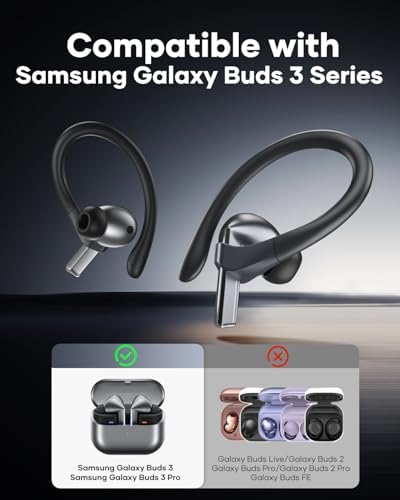 Gcioii Titanium Alloy Anti-Slip Ear Hooks with Secure Lanyard for Samsung Galaxy Buds 3 Pro & 3 – Ultimate Sports Accessories for Enhanced Comfort and Stability During Workouts – Perfect for Active Lifestyles