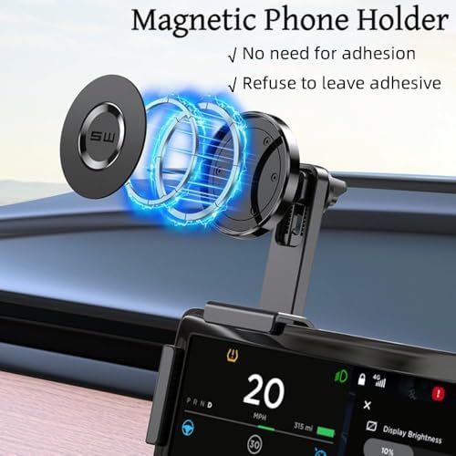 Phone Mount for Tesla Model 3 Accessories,Strongest Magnet Power Magnetic Car Phone Holder Mount for Tesla Model Y Accessories,for All iPhone & Android Phones with Magnetic Ring (Black, M) – Enhanced Compatibility and Speed
