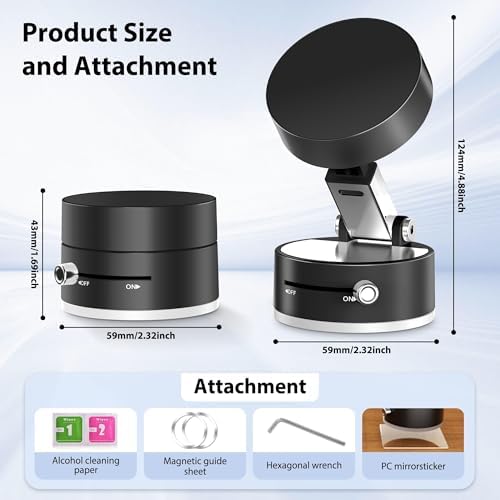 Magnetic Phone Stand Mount, 360-Degree Rotating Base, Phone Mount for 16/15/14/13/12/Gym/Shower/Car/Mirror – Enhanced Compatibility and Speed
