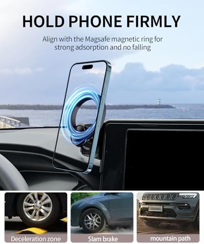 Toyota Venza 2021-2024 Custom Car Phone Holder – 360° Rotating Mount with Fixed Clip for 12.3-Inch Screen – Mag Safe Compatible & Air Vent Safe Design – Hands-Free Convenience for Enhanced Driving Experience – Durable, Tool-Free Installation