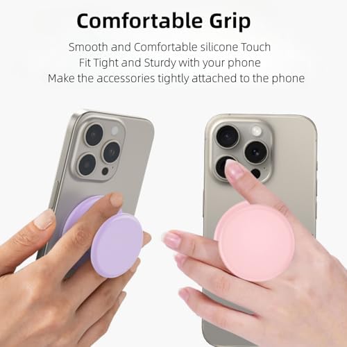 Magnetic Mag Safe Phone Grip Holder – Ergonomic Collapsible Stand for i Phone 12-16 Series, Transparent White Finish for Enhanced Style and Functionality, Secure Grip for Texting and Hands-Free Viewing, Lightweight and Portable Mobile Accessory