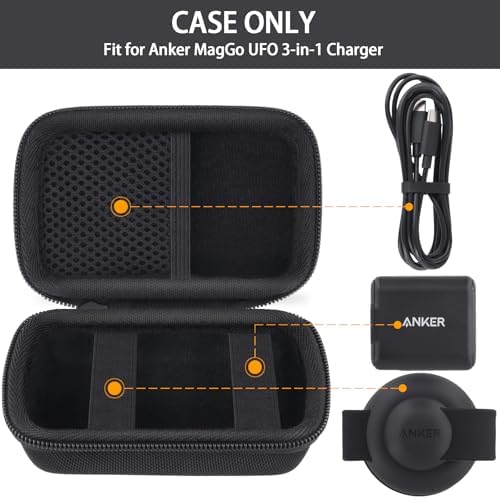 co2 CREA Green Hard Case for Anker Mag Safe UFO 3-in-1 Mag Go Wireless Charger Station – Travel-Friendly Foldable Charging Pad Protector with Enhanced Compatibility and 15 W Fast Charging Capability, Ideal for On-the-Go Charging Solutions