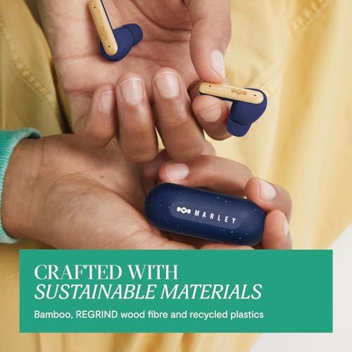 House of Marley Little Bird Eco-Conscious True Wireless Earbuds – Exceptional Audio Quality with Touch Controls, Integrated Mic, 24-Hour Battery Life, and USB-C Fast Charging – Ideal for Gamers and Music Enthusiasts (Red) – Experience Sustainable Sound Innovation for Everyday Use