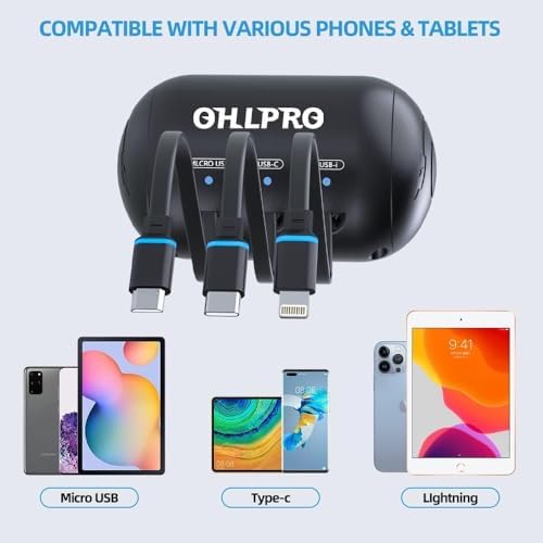 Transform Your Travel Experience with the OHLPRO 3-in-1 Retractable Backseat Charger – Fast Charging Dock for All Smartphones Including i Phone & Samsung | Ultimate Solution for Ride-Share Drivers and Passengers | Organized, Hassle-Free Charging for Uber, Lyft, and Daily Commutes | Enhance Comfort and Connectivity on the Go