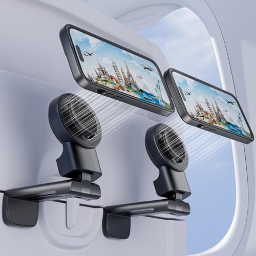 MiiKARE Airplane Travel Essentials Magnetic Phone Holder, Universal Handsfree Phone Mount for Flying with 360 Degree Rotation, Travel Must Haves Phone Stand for Desk, Tray Table, Black – Enhanced Compatibility and Speed