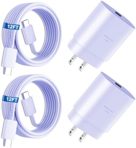 Elevate Your Charging Experience: 25 W USB C Fast Charge Block with 10 Ft Type C Cable for Samsung Galaxy S21-S24 & Note 20 – Optimal Power Delivery for Home and Travel – Exceptional Speed, Enhanced Safety Features, and Ultimate Compatibility for Android Devices