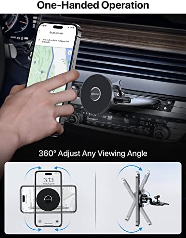 Mag Safe-Compatible CD Car Mount for i Phone 16, 15, 14, 13, 12 Pro Max & Plus – Durable Magnetic Holder with Metal Hook for Enhanced Stability & Safety – Effortless Installation & Hands-Free Navigation Accessory for Modern Vehicles