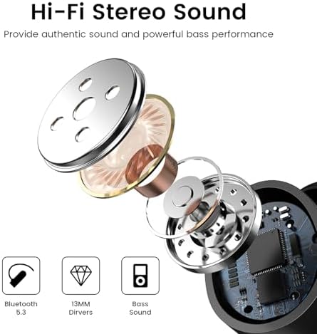 PWTEK Sport-Ready Wireless Earbuds: Ultimate Bluetooth Headphones with 50-Hour Playtime, IPX7 Waterproof Protection, Deep Bass Audio, and ENC Noise-Canceling Mic for Superior Call Clarity – Perfect for Active Lifestyles and Unmatched Connectivity