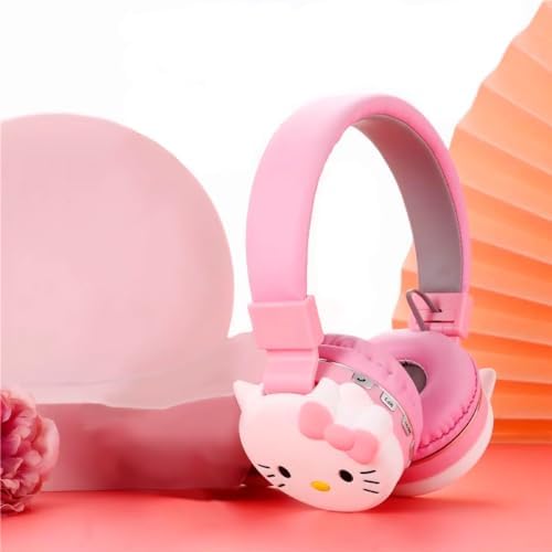 Hello Kitty Pink Kids Bluetooth Headphones – Safe Over-Ear Noise-Canceling Design with Built-In Microphone for Young Explorers – Stylish Wireless Audio for Music, Gaming, and Learning