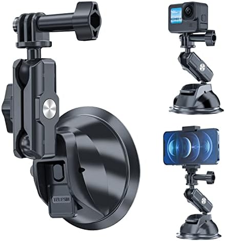 TELESIN Electric Magsafe Car Mount Vacuum Magnetic Car Phone Holder 105N 360° Reinforced Adjustable Swivel Lock, Suction Cup Phone Mount for Your Car/Gym/Mirror/iPhone & Android – Enhanced Compatibility and Speed