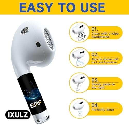 Premium 4-Piece Black Protection Stickers for Air Pods 2 nd & 3 rd Generation – Ultimate Scratch Defense for Bluetooth Headphones & Wireless Earbuds – Eco-Friendly Adhesive Cover with Easy Application & Removal – Stylish Durability for Everyday Use