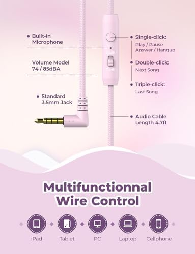 i Clever Kids Headphones: Safe 85 d B Volume-Limited Over-Ear Stereo Sound for Children – Foldable, Lightweight, and Compatible with i Pads and Computers for Easy Travel and Learning