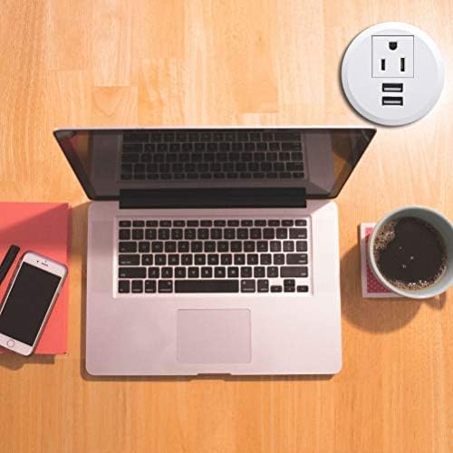 Transform Your Workspace with the Recessed Conference Power Strip Socket – Versatile 2-Outlet Charging Station with Dual USB Ports for Rapid Device Powering and Enhanced Organization in Professional Settings