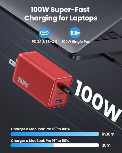Ultimate 150 W USB-C Charging Hub – Compact Multi-Device Power Adapter with 3 Fast-Charging Ports for Mac Book Pro, i Phone 16, Galaxy S24, and Dell Laptops – Enhanced Efficiency with Ga N Technology for Professionals on the Go