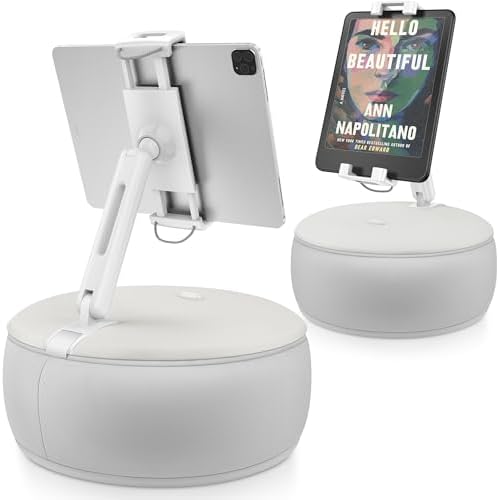 Enhance Your Digital Experience with the Above TEK 360° Swivel Tablet Pillow Stand – Premium Hands-Free Comfort for i Pads & Kindles (4.7″-12.9″) – The Perfect Cozy Gift for Moms, Wives, and Grandmas – Soft Bean Bag Design in Chic Grey for Effortless Viewing Anywhere