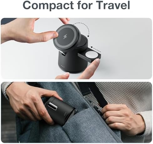 2025 Enhanced 3-in-1 Apple Charging Station: Adjustable Wireless Dock with Fast Charging for i Phone 16/15/14/13/12 Pro Max, Apple Watch, and Air Pods – Eco-Friendly, Portable Design for Ultimate Convenience and Productivity