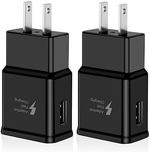 2-Pack USB Wall Charger Adapter for Samsung Galaxy – Adaptive Fast Charging Block with Quick Charge Technology for S25, S24, S23, S22, S21, S20, A Series – Sleek Black Design for Enhanced Compatibility and Efficiency