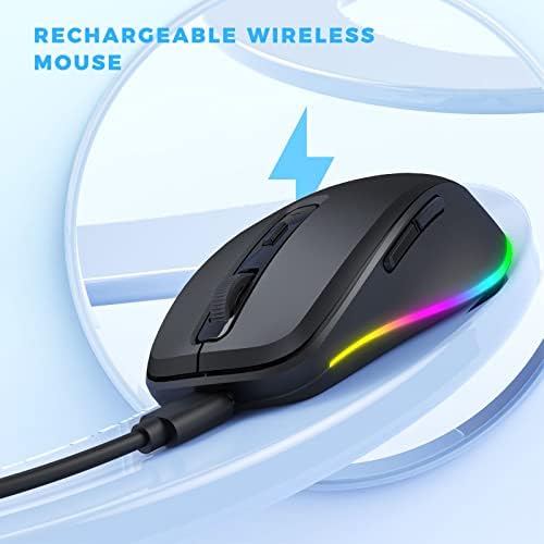 PEIOUS Rechargeable Wireless Mouse with LED – Innovative Jiggler Technology to Keep Your Computer Awake – Sleek Black Design for Optimal Comfort and Productivity
