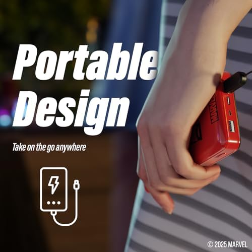 Marvel Deadpool 10,000 m Ah Power Bank – Stylish Portable Charger for All Devices, Quick USB Charging for Marvel Fans – Perfect Gift for Men, Women, and Teens Who Love Deadpool – Ultimate Convenience with Enhanced Compatibility and Speed