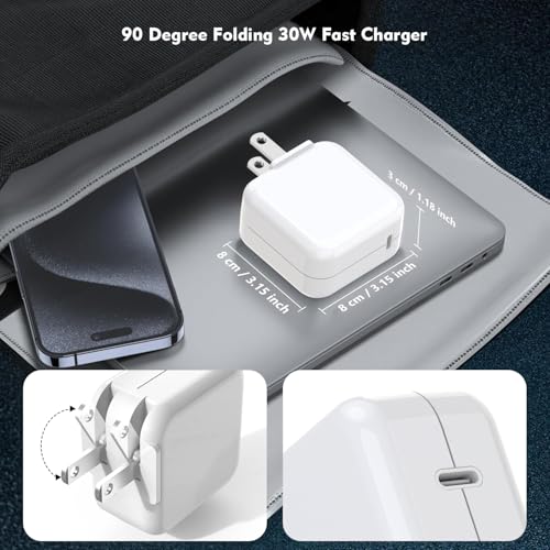 30 W Fast Charging Mac Book Air Charger – 10 FT USB-C Cable Duo for Ultimate Flexibility and Speed – Compatible with Mac Book Pro & i Phone 15 – PD 3.0 Technology for Rapid Power Delivery – Safeguards Your Devices with Multi-Protection Features – Ideal for Home, Office, or On-the-Go Charging – Perfect for Mac Book Air 13″ (2024-2018), Mac Book Pro 16/15/14/13″, i Pad Pro & i Phone – Durable Design with UL Certification for Enhanced Reliability – Two-Pack Charger Set for Maximum Convenience – Charge Anywhere, Anytime with Long Cable Length