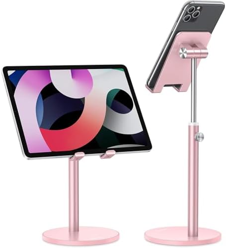 Cell Phone Stand, OMOTON Angle Height Adjustable Phone Holder, Aluminum Desktop Phone Holder Dock Stand for Desk, Compatible with iPhone 13/Mini/Pro/Max, All Smartphones and Tablets(4-11”),Black – Enhanced Compatibility and Speed