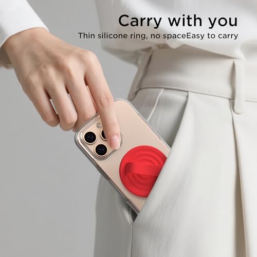 Revolutionary Magnetic Phone Ring Grip Holder – Ergonomic Silicone Finger Loop for i Phone Pro Max/Plus, 12/13/14/15/16 Series – Compatible with Mag Safe – Oat Color Enhances Aesthetics and Comfort – 360-Degree Rotation for Effortless Use – Secure Your Device with Style and Stability – Essential Smartphone Accessory for Unmatched Usability and Convenience