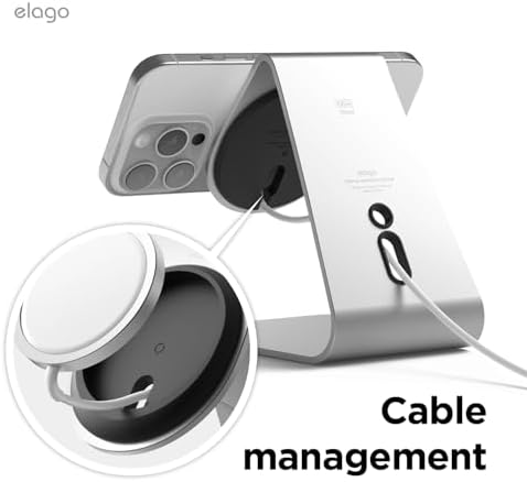 elago MS4 Charging Stand Compatible with MagSafe Charger, Aluminum Stand Compatible with iPhone 16/15/14/13/12 Series, Designed for iOS17 Standby Mode (Cable Not Included) (Black) – Enhanced Compatibility and Speed