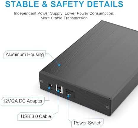 GODO USB 3.0 Vertical Hard Drive Enclosure for 3.5 Inch SATA HDD/SSD – Premium Aluminum Dock with UASP Technology, Supports Up to 18 TB Storage, Space-Saving Design, Power Adapter Included for Enhanced Performance and Compatibility