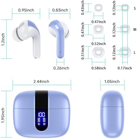 TAGRY True Wireless Bluetooth Earbuds – 60 Hours Playback with LED Battery Display, IPX5 Waterproof, Wireless Charging Case – Perfect for Sports, TV, Smartphones, and Laptops – Superior Sound Quality and Comfort for Active Lifestyles