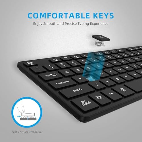 Experience Ultimate Comfort with the BFRIENDit Ultra-Quiet Wireless Keyboard – Sleek 2.4 GHz Connection for Mac & Windows, Slim Chocolate Key Design for Effortless Typing and Enhanced Productivity, Perfect for Home, Office, and Smart TV Use – Effortless Connectivity Meets Stylish Functionality