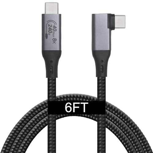 Elevate Your Connectivity with a 6-Foot USB4 Cable – Ultra-Fast 40 Gbps Data Transfer, 8 K HD Display Support, and 240 W Rapid Charging – Flexible 90-Degree Right Angle USB-C Design for Optimal Performance in Tight Spaces and Seamless Compatibility with Thunderbolt 3 & 4 Devices