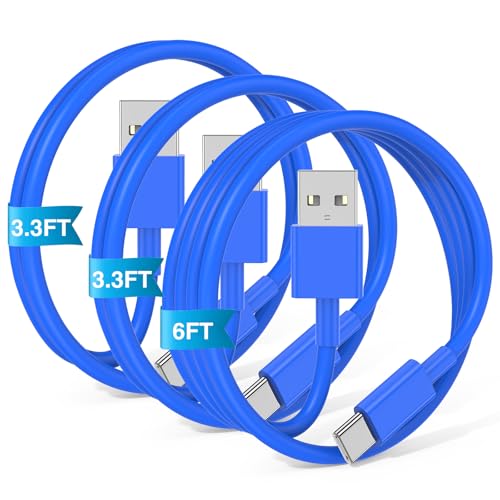 6 FT USB A to USB C Carplay Charging Cable – 3-Pack for i Phone 15/16, i Pad Pro/Air/Mini, Samsung Galaxy S25/S24/S23, and Mac Book – Fast Charging & High-Speed Data Transfer for Enhanced Compatibility on the Go