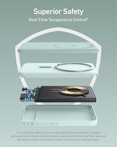 Anker 621 Mag Go Wireless Power Bank – 5,000 m Ah Magnetic Portable Charger for i Phone 12 to 16 Series, Compact Design with USB-C Cable, Fast Mag Safe Charging Solution for On-the-Go Power Needs