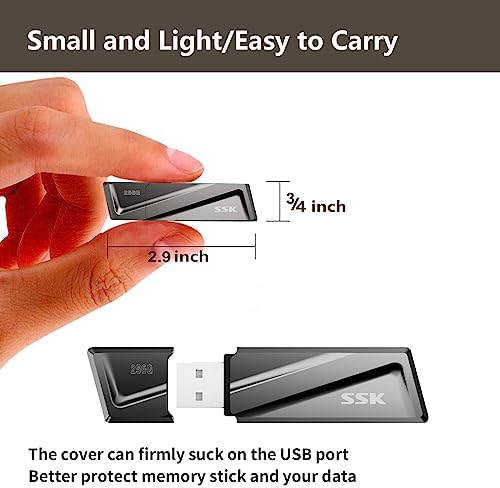SSK 128 GB USB Flash Drive – Ultra-Fast 550 MB/s Transfer Speed with USB 3.2 Gen2 & USB-C Adapter – Versatile External Solid State Drive for Smartphones, Mac Book Pro/Air, and More – Effortless File Access, Enhanced Compatibility & Portability