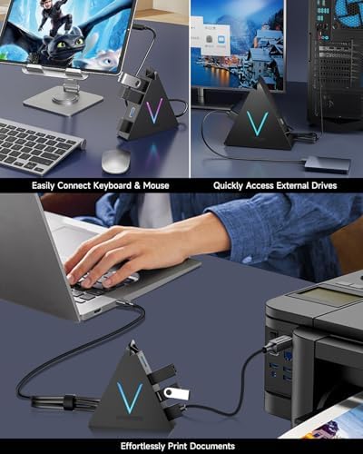 Maximize Your Device Connectivity with the Stylish Dark Purple USB C Hub Tower – 4-Port Splitter Adapter Featuring 2 FT Cable for Mac Book, i Mac, and Surface – High-Speed USB 3.0 Hub for Effortless Multi-Device Management and Enhanced Productivity
