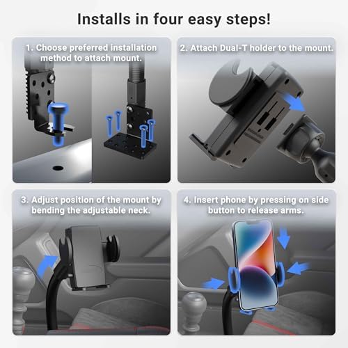 Universal Fit Arkon Mount for Cars and Trucks | Flexible Gooseneck Phone Holder for Seamless Navigation | Tool-Free Installation | Ideal for i Phone, Galaxy, Note and More | Ultimate Safety Accessory for Drivers | Compact & Sturdy Design for Enhanced Visibility and Convenience