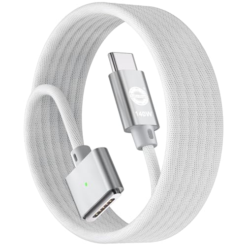 Experience Unmatched Charging Efficiency with the 6 FT USB-C to Magnetic 3 Cable – 140 W Fast Charging for Mac Book Air & Pro Models (2021-2024) – Durable, Tangle-Free, and Sleek White Design for Ultimate Compatibility and Convenience