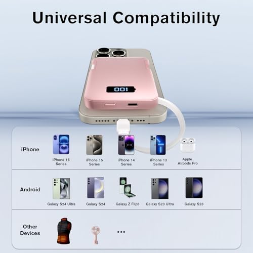 Ultra-Slim 5000 m Ah Portable Charger with Built-in Cables – Travel-Friendly Power Bank for i Phone & Android Devices – Lightweight, Efficient, and Universally Compatible External Battery Pack – High-Speed Charging with Multiple Safety Protections – Perfect for Daily Use and Emergency Power Needs – Ideal for Travelers and On-the-Go Charging Solutions