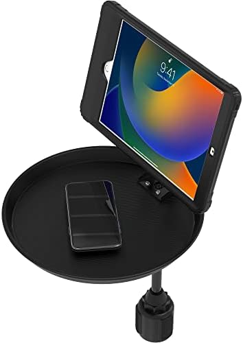 Transform Your Drive with the CTA Adjustable Vehicle Cup Holder Mount – VESA-Compatible Magnetic Tablet Holder with Splash-Proof Enclosure and Integrated Tray for 70 mm to 100 mm Cup Holders – Ultimate Convenience and Safety for On-the-Go Entertainment and Navigation