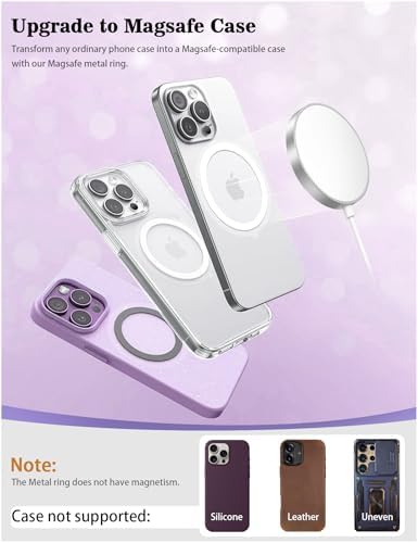 Universal Metal Rings for Mag Safe Accessories – Ultra-Thin Magnetic Stickers with 360° Rotation for i Phone 12-16 & Galaxy S20-S24 – 8-Pack (4 Black & 4 White) – Enhanced Device Compatibility & Quick Attachment Solutions
