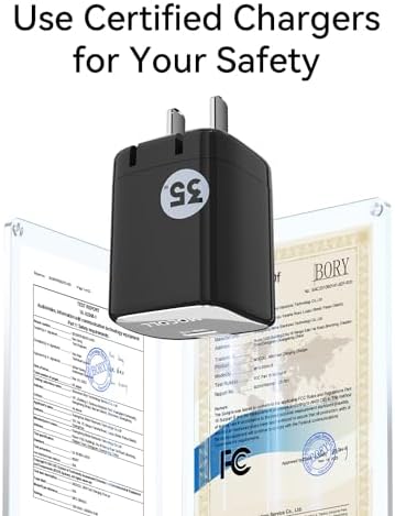 MOCOLL 35 W USB-C Dual Port Fast Charging Adapter – Compact Ga N Charger with Foldable Plug for i Phone 15 Pro Max & Galaxy S24 Ultra – Ultimate Travel Power Solution for Efficient On-the-Go Charging