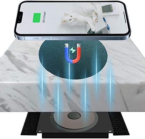 Magnetic Invisible Wireless Charging Pad – 15 W Fast Under-Desk Charger for Mag Safe i Phone 14/13/12 & Air Pods 3 – Sleek, Adjustable Height (8-30 mm) Design with PD Adapter for Optimal Performance and Space Efficiency
