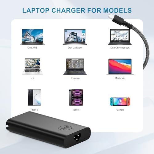 Dell 90 W USB-C Power Adapter for Latitude, Precision, and XPS Laptops – Fast Charging, Universal Compatibility & Enhanced Safety Features for Efficient Power Delivery – Ideal for XPS 12, 13, 15, Latitude 5290, 7390 2-in-1 and More – Reliable AC Adapter with 30-Day Satisfaction Guarantee and 12-Month Warranty