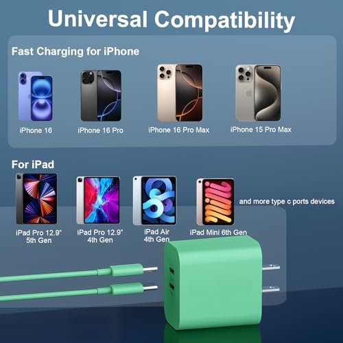 20 W Dual-Port USB-C Fast Charger with 6.6 FT Cable – Ultimate Power Solution for i Phone 15/16 Pro Max & Android Devices – Efficient Travel Companion Designed for rapid charging, this 20 W Dual-Port USB-C Charger ensures your i Phone 15/16 Pro Max and Android devices stay powered up with maximum efficiency. Featuring a generous 6.6 FT USB-C to C cable, this charger eliminates the inconvenience of short cords while allowing you to multitask with ease. Its dual-port design offers the ability to charge two devices simultaneously, making it ideal for busy professionals and frequent travelers. Enjoy broad compatibility across multiple Apple and Android devices, ensuring versatility for all your charging needs. The compact and lightweight structure of this charger enhances portability, making it an essential accessory for your on-the-go lifestyle. Built with high-quality materials, this charger prioritizes durability and safety, giving you peace of mind while delivering fast charging performance. Elevate your charging routine and stay connected wherever life takes you with this indispensable charging solution.