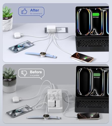 Ultimate 50 W Multiport USB-C Wall Charger: High-Efficiency 5-Port Power Hub for i Phone 16/15/14/13/12 Pro Max, Samsung, and All Devices – Sleek, Lightweight Design with PD & QC 3.0 Technology – Ideal for Home, Office, and On-the-Go Fast Charging Solutions