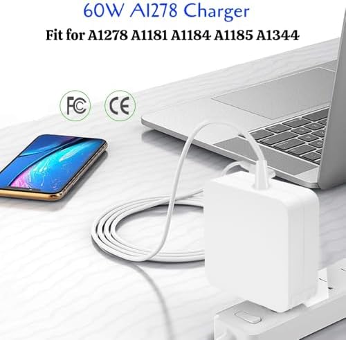 Ultra-Fast 60 W L-Tip Mac Book Charger for A1278 Models – Lightweight, Durable Power Adapter for Mac Book Pro & Air (Pre-Mid 2012) – Efficient Charging Solution for On-the-Go Professionals and Students