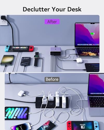 200 W Ga N IV USB-C Charging Hub – 8-Port Fast Charger Station with PD 65 W Laptop Power for Mac Book Pro/Air, i Phone 16/15/14, Galaxy S23/22 & Steam Deck – Ultimate Compact Solution for Multi-Device Efficiency and Safety