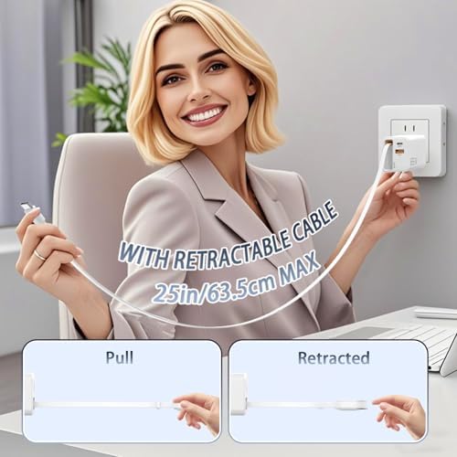 Advanced 65 W Retractable USB-C Charger with Foldable Plug – High-Efficiency Fast Charging Block Featuring PD30 W & QC18 W for i Phone, Galaxy, LG, Pixel, Tablets – Compact, Travel-Friendly Design for Ultimate Convenience and Optimal Power Delivery