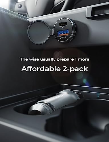 LISEN 48 W Dual USB-C Car Charger Adapter (2 Pack) – Mini & Metal Fast Charging Cigarette Lighter Charger for i Phone 15 Pro Max, Samsung Galaxy, i Pad – Power Delivery & Quick Charge 3.0 for Ultimate Device Compatibility on the Go