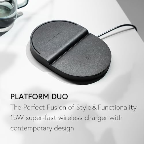 ODDICT Platform Duo – 15 W Super-Fast Wireless Charger for Samsung Devices – Sleek Dual Device Charging Solution with 1.5 M Metal Cable – Modern Aesthetic & Enhanced Compatibility for Qi-Enabled Gadgets – No Adapter Included for Tailored Use